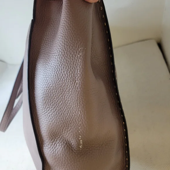 REBECCA MINKOFF DARREN DEEP TAUPE PEBBLED LEATHER STUDDED TOTE SHOULDER BAG - Picture 8 of 14